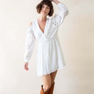 IRO Paris Melia white eyelet cold shoulder dress 36/4
